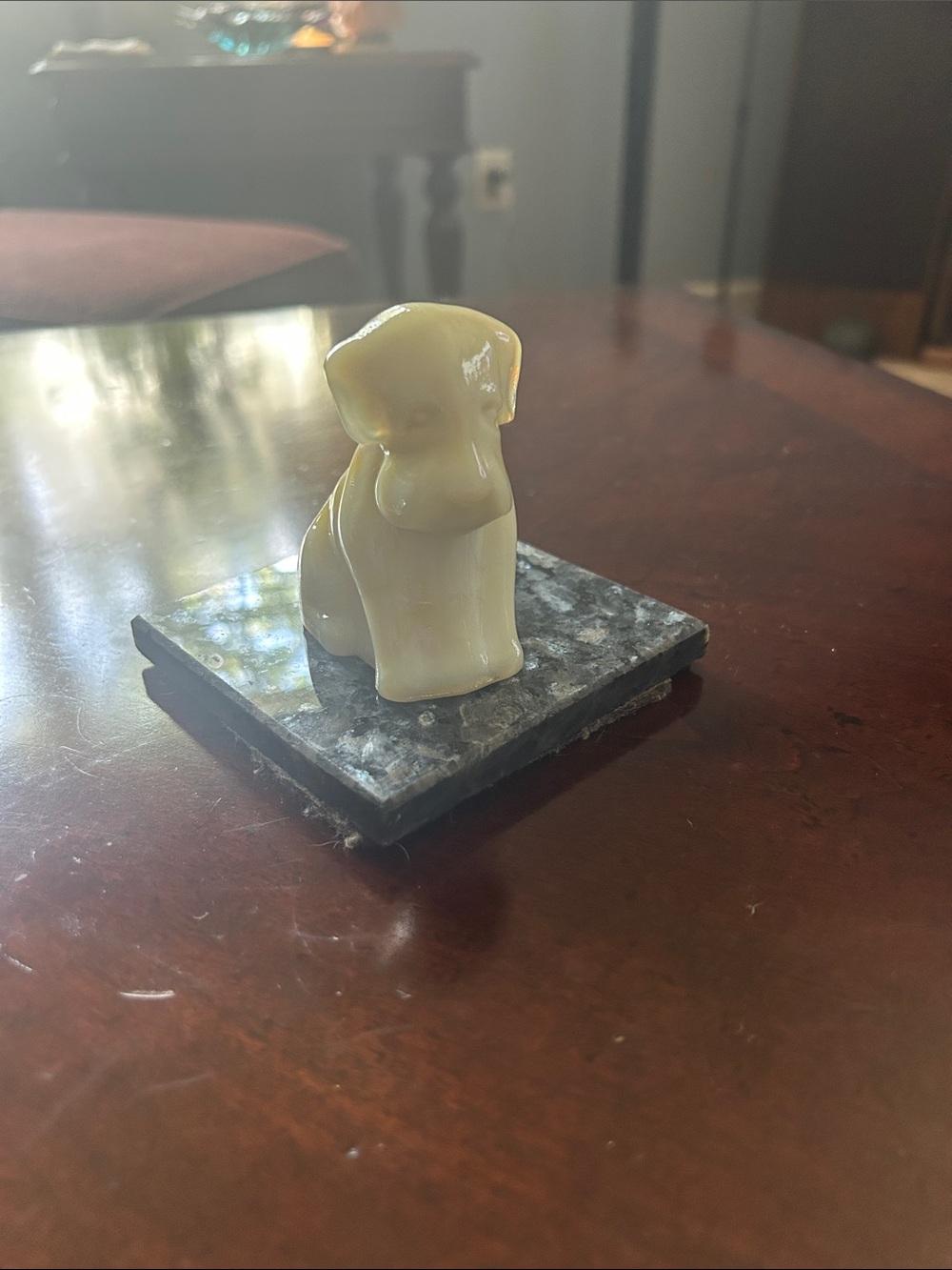 Beautiful vintage rare hand signed Dagenhart ivory slag pooch